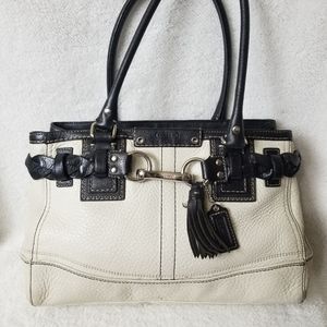 Coach Black and White Leather Shoulder Bag